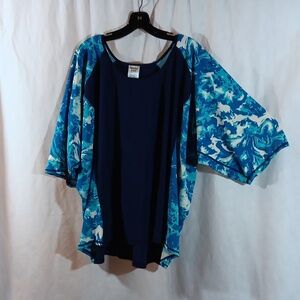 ModLi Womens 6X Swim Top Loose Fit Adele UPF 50+ Navy Blue Plus Size